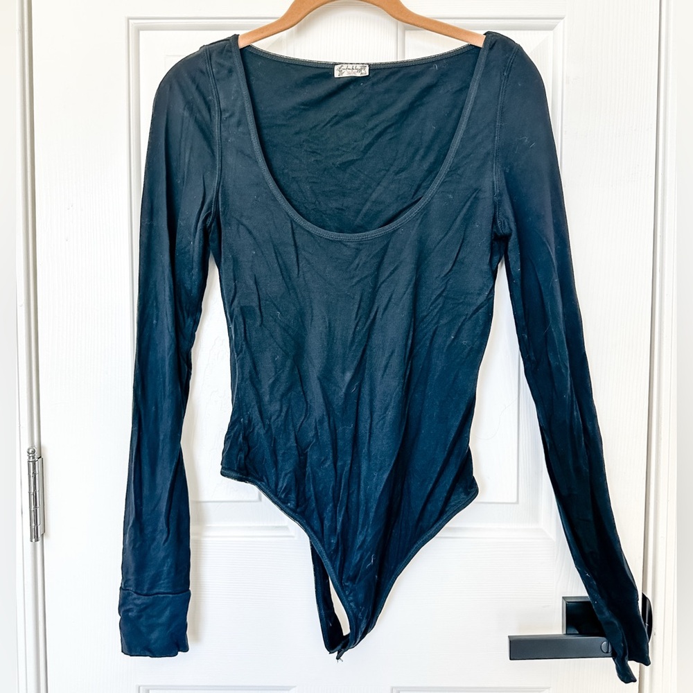 FREE PEOPLE Intimately Black Long Sleeve Bodysuit - Medium
